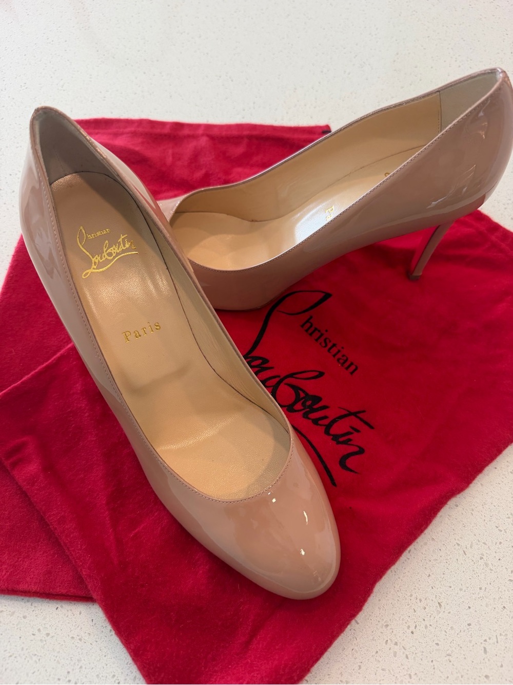 Christian Louboutin Nude Patent Leather round-Toe Pumps